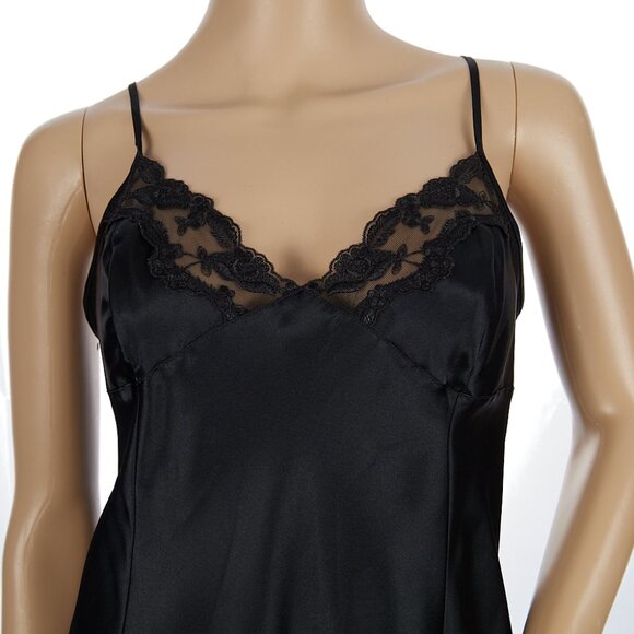 Vintage y2k Victoria's Secret Black Satin Silky Slip Dress Large - Picture 2 of 7